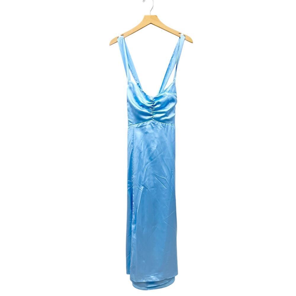 Show Me Your MuMu Blue Backless Wrap Midi Dress - Picture 5 of 7